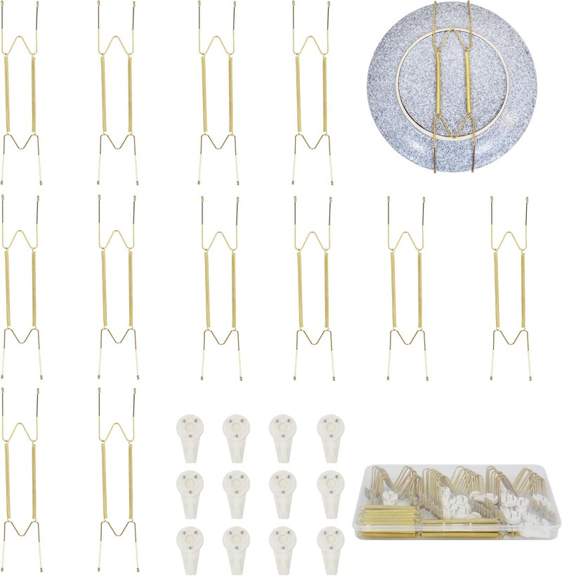 KAHIT 12 Inch Plate Hangers 12pack Plate Hangers for The Wall Suitable for 10.5-12.5 Inch Plate Wall Hangers for Display Invisible Decorative Wall Plate Hangers Plate Hooks for Hanging - Image 1